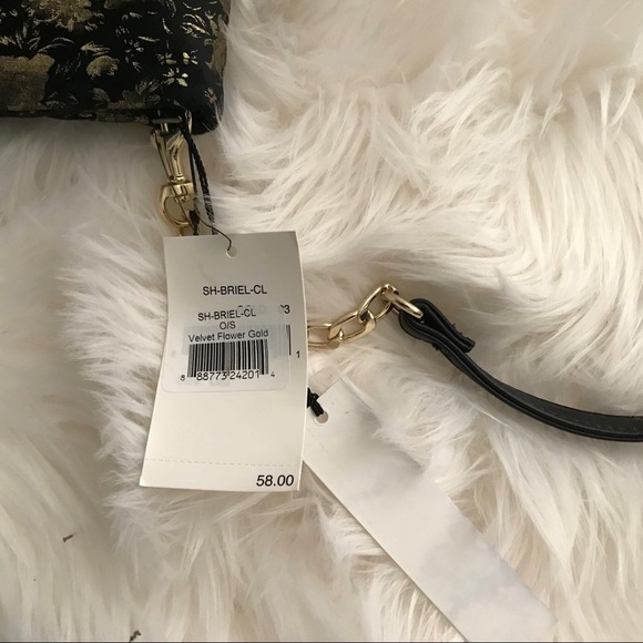 Sole Society Velvet Gold Foldable Clutch Crossbody - Picture 2 of 7